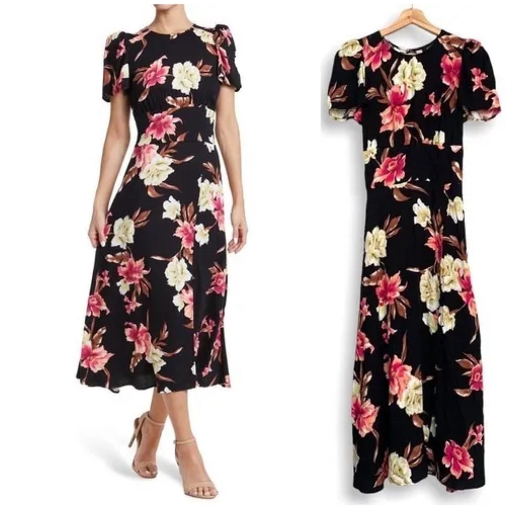 NWT AFRM Jaimie Open Back Floral Print Midi Dress, size X-Small - Picture 14 of 14